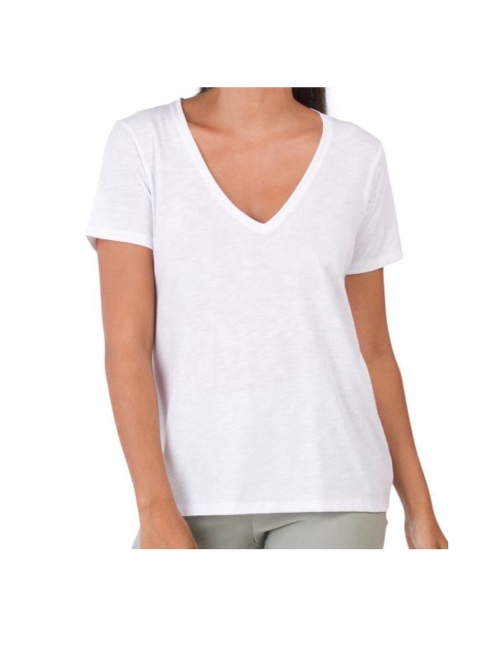 Women's Theory White Soft V-Neck Short Sleeve Tee M